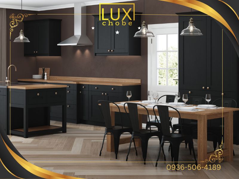 کابینت نئوکلاسیک مشکی چوب