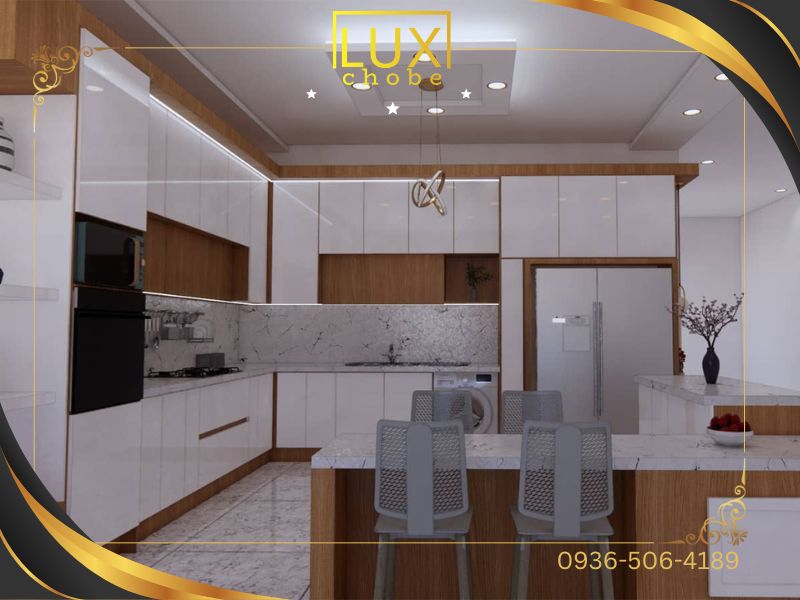 طراحی کابینت سفید چوبی