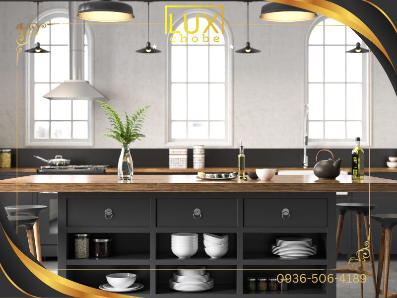 کابینت آشپزخانه با رنگ مشکی چوب