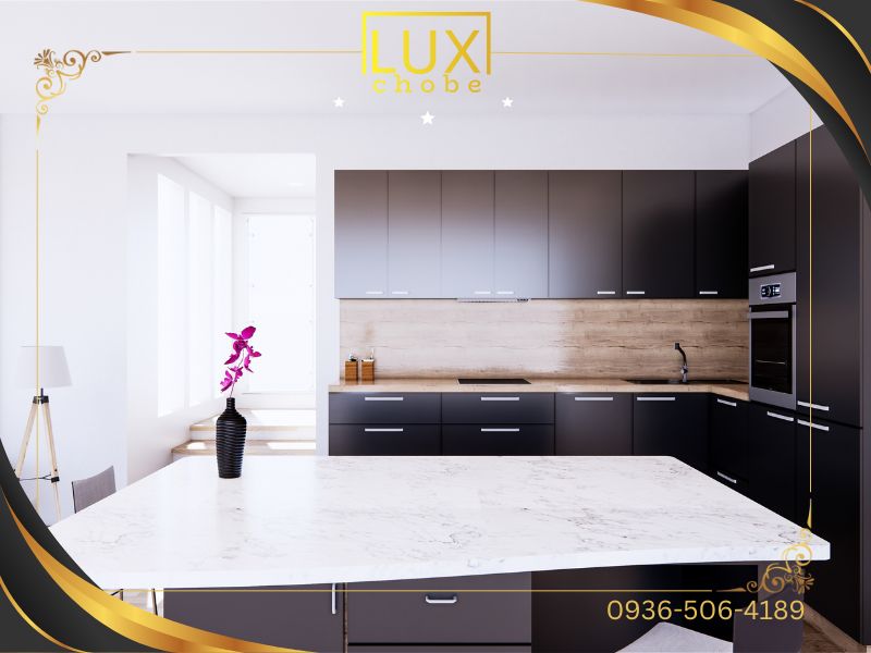 کابینت با ترکیب رنگ مشکی چوب سفید