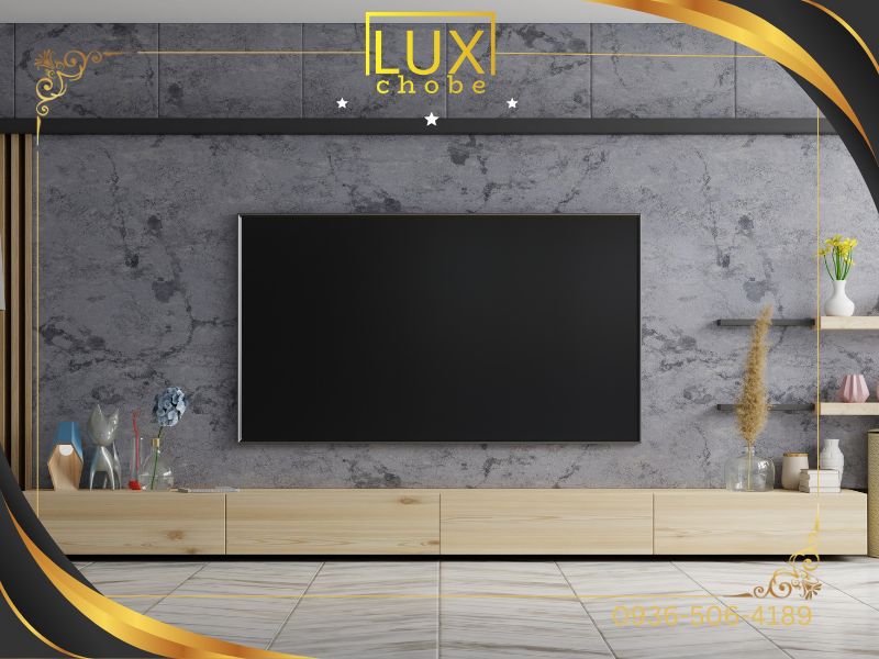 دیوار پشت تلویزیون خاکستری مدرن
