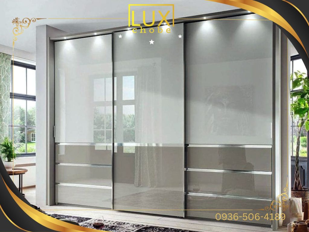کمد دیواری ریلی مدرن جذاب شیشه ای