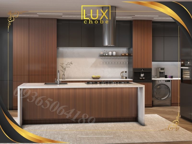 طراحی آشپزخانه مشکی چوبی