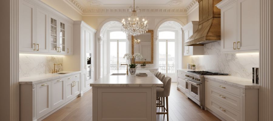 کابینت-نئوکلاسیک-سفید-طلایی-در-مشهد